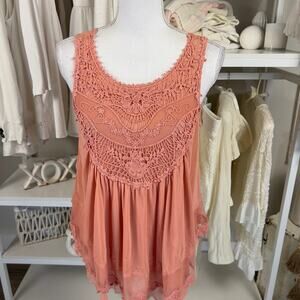 It's Pink Women's Size S Crochet Overlay Top #2761